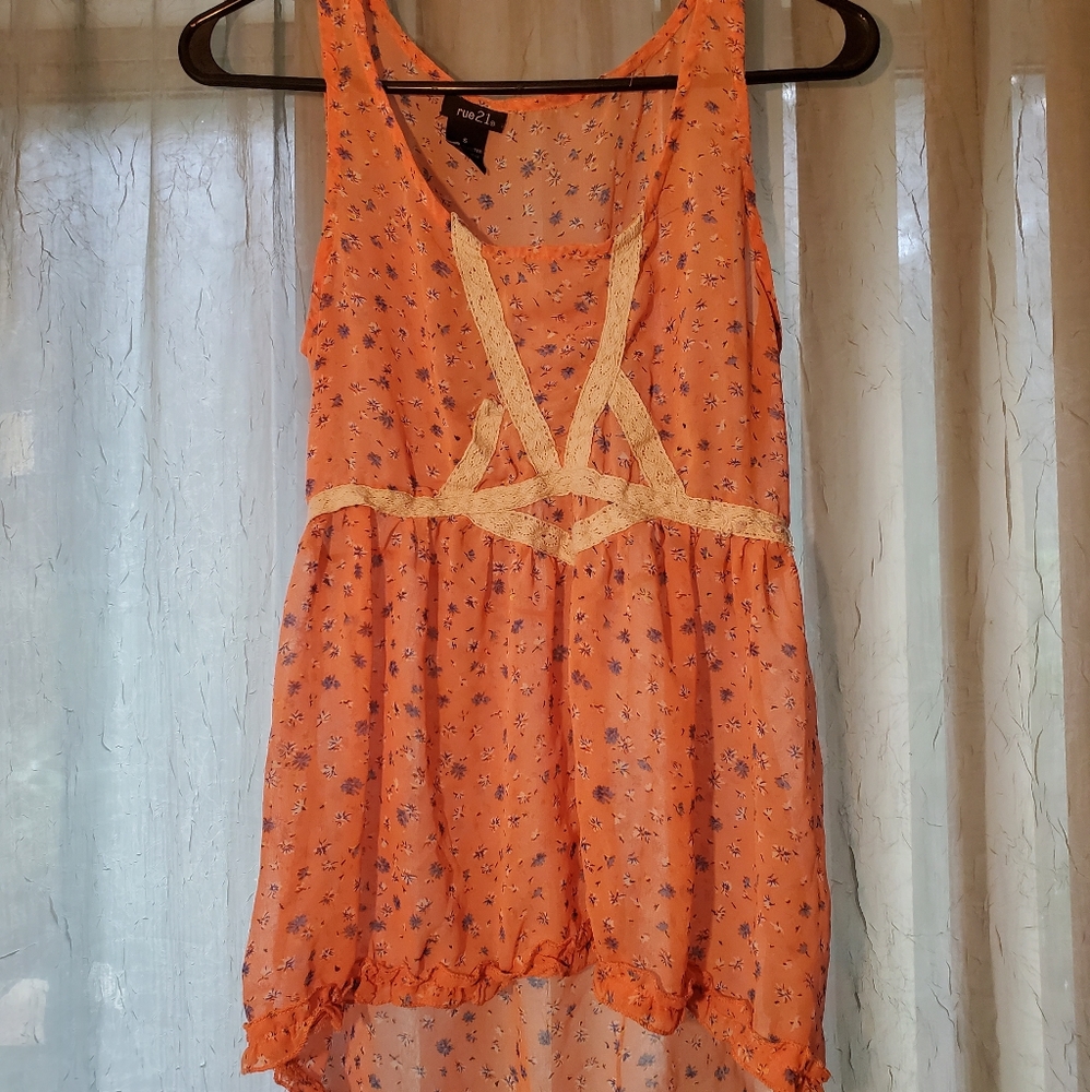 Peach floral tank top